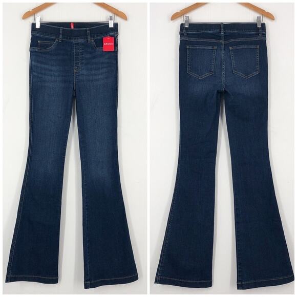 Spanx NWT Flare Pull on Stretch Jeans - Midnight Shade Women’s Size XS Petite - Picture 3 of 8